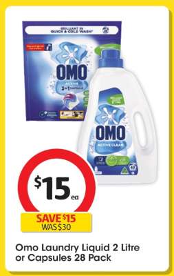 Omo Laundry Liquid 2 Litre or Capsules 28 Pack