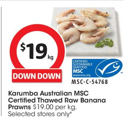 Karumba Australian MSC Certified Thawed Raw Banana Prawns