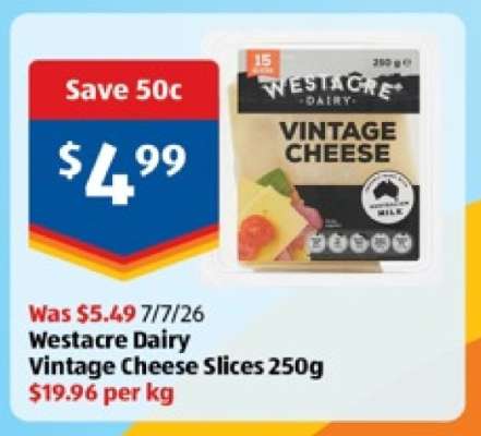 Westacre Dairy Vintage Cheese Slices 250g