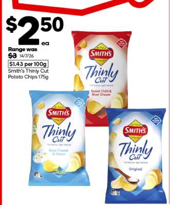 Smith's Thinly Cut Potato Chips 175g
