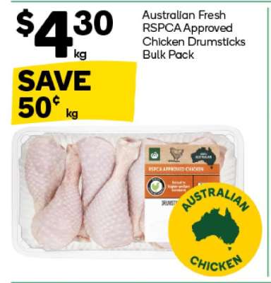 Australian Fresh RSPCA Approved Chicken Drumsticks Bulk Pack