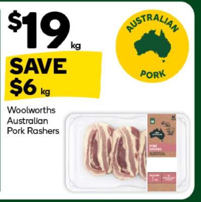 Woolworths Australian Pork Rashers