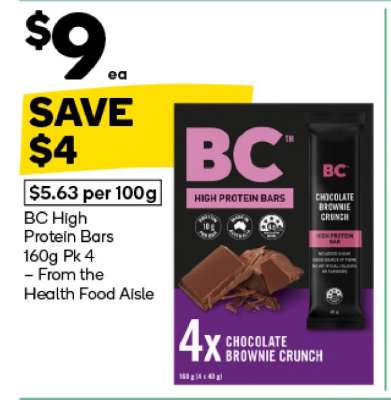 BC High Protein Bars 160g Pk 4