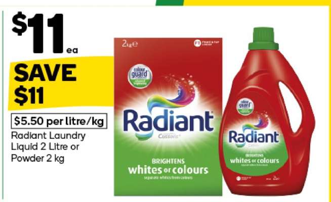 Radiant Laundry Liquid 2 Litre or Powder 2 kg