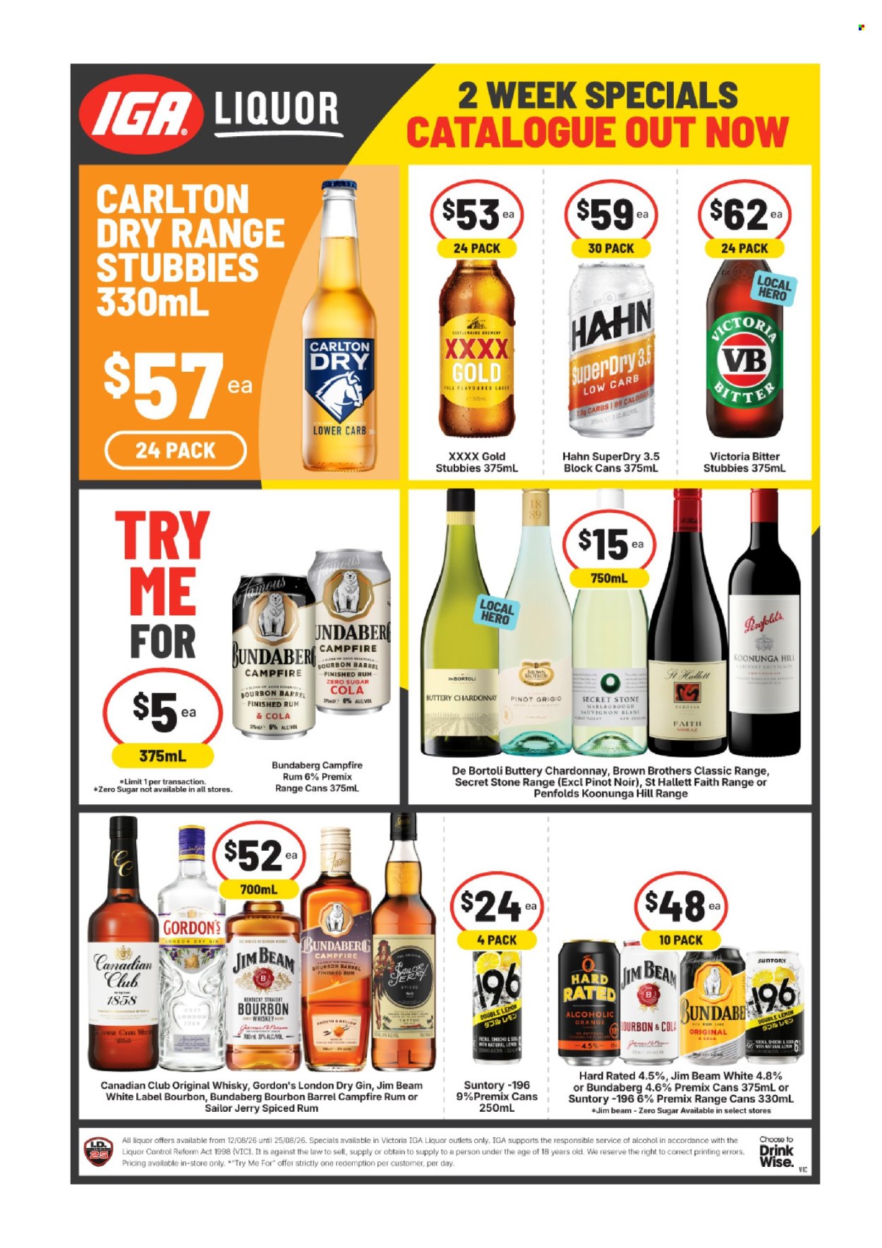 IGA LIQUOR catalogue - 12 Aug 2026 - 25 Aug 2026. Page 1