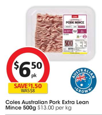 Coles Australian Pork Extra Lean Mince 500g