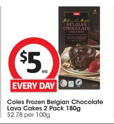 Coles Frozen Belgian Chocolate Lava Cakes 2 Pack 180g