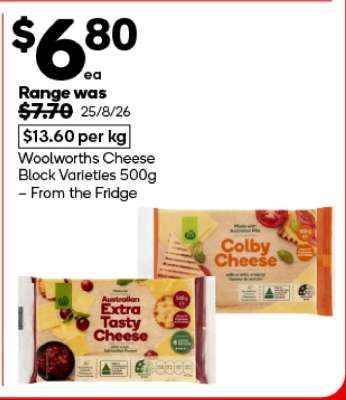 Woolworths Cheese Block Varieties 500g