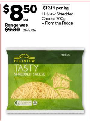Hillview Shredded Cheese 700g