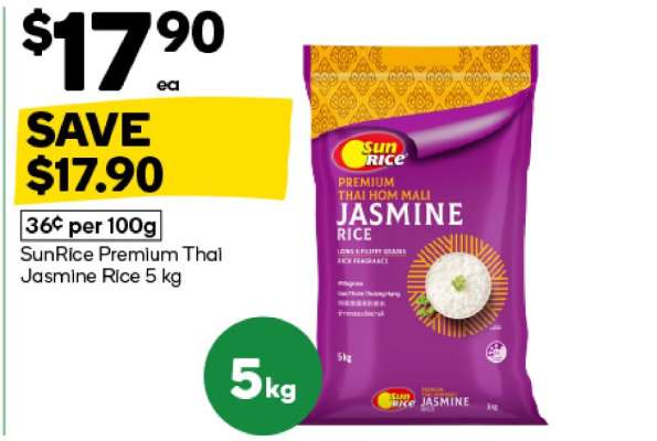 SunRice Premium Thai Jasmine Rice 5 kg