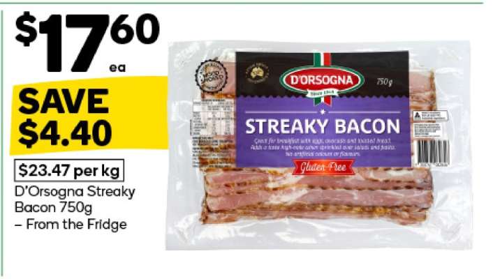 D'Orsogna Streaky Bacon 750g