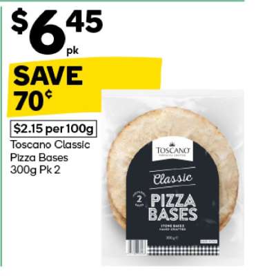 Toscano Classic Pizza Bases 300g Pk 2