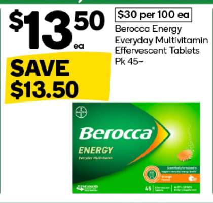 Berocca Energy Everyday Multivitamin Effervescent Tablets Pk 45~