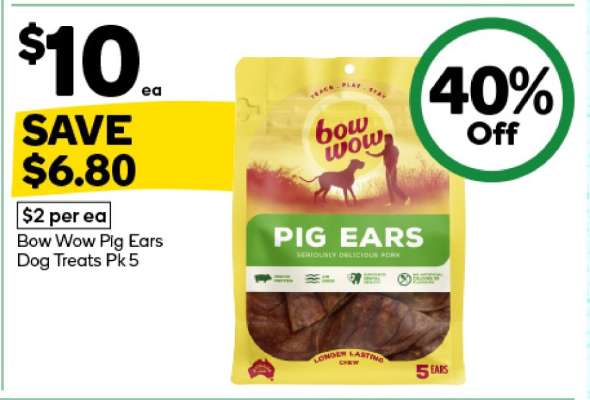 Bow Wow Pig Ears Dog Treats Pk 5