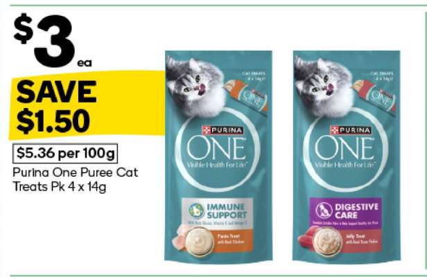 Purina One Puree Cat Treats Pk 4 x 14g