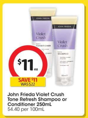 John Frieda Violet Crush Tone Refresh Shampoo or Conditioner 250mL