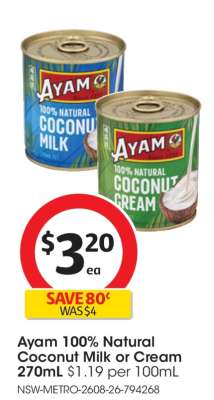 Ayam 100% Natural Coconut Milk or Cream