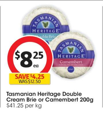 Tasmanian Heritage Double Cream Brie or Camembert 200g