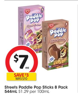 Streets Paddle Pop Sticks 8 Pack 544mL