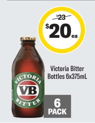 Victoria Bitter Bottles 6x375mL