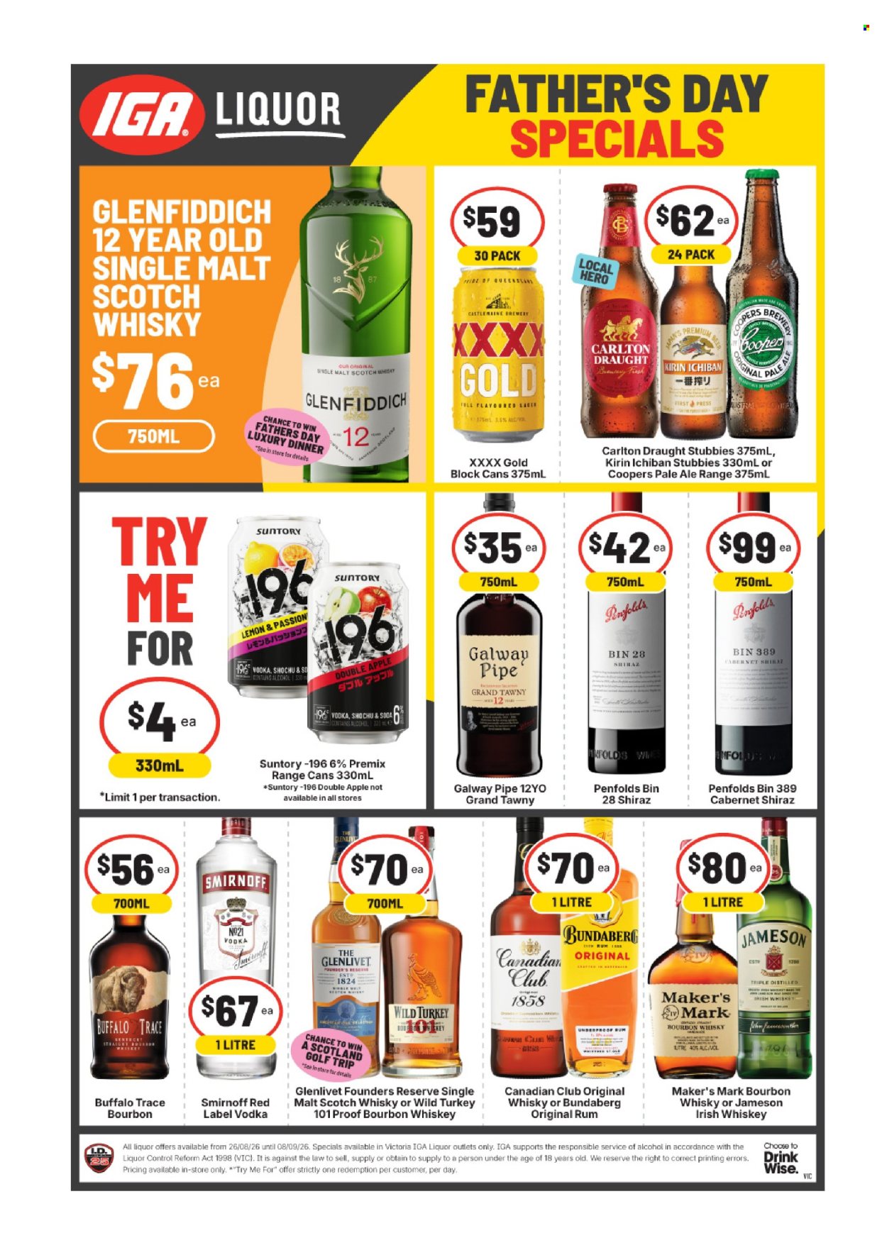 IGA LIQUOR catalogue - 26 Aug 2026 - 8 Sep 2026. Page 1