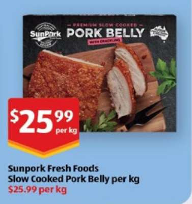 Sunpork Fresh Foods Slow Cooked Pork Belly per kg