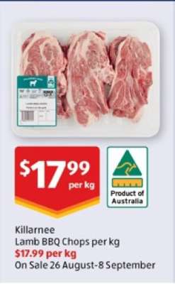 Killarnee Lamb BBQ Chops per kg