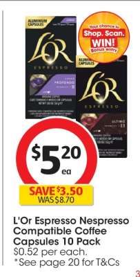 L'OR Espresso Nespresso Compatible Coffee Capsules 10 Pack