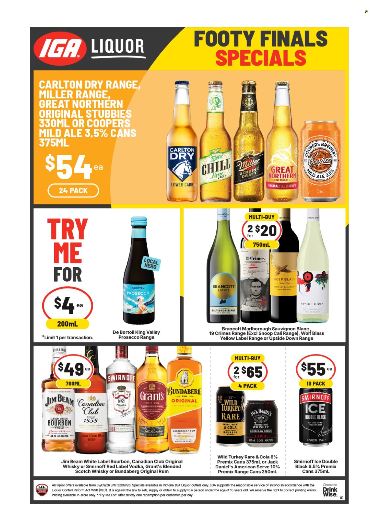 IGA LIQUOR catalogue - 9 Sep 2026 - 22 Sep 2026. Page 1