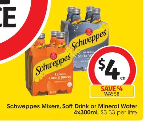 Schweppes Mixers, Soft Drink or Mineral Water