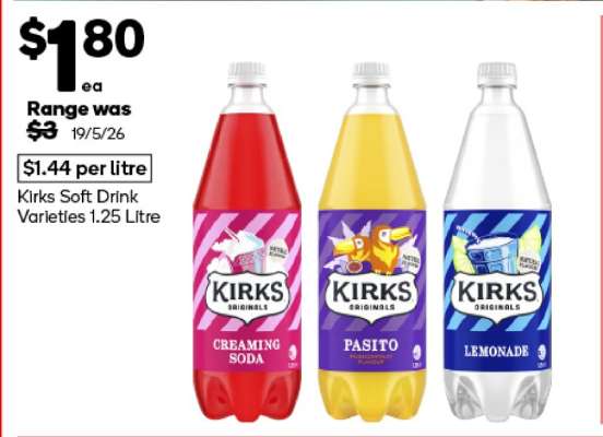 Kirks Soft Drink Varieties 1.25 Litre