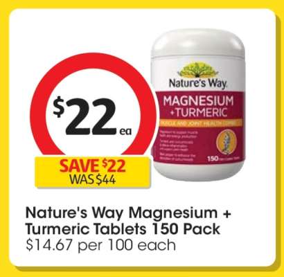 Nature's Way Magnesium + Turmeric Tablets 150 Pack