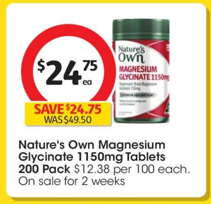 Nature's Own Magnesium Glycinate 1150mg Tablets 200 Pack