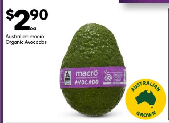 Australian macro Organic Avocados