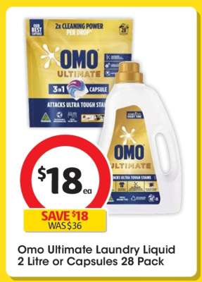 Omo Ultimate Laundry Liquid 2 Litre or Capsules 28 Pack