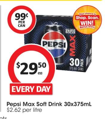 Pepsi Max Soft Drink 30x375mL