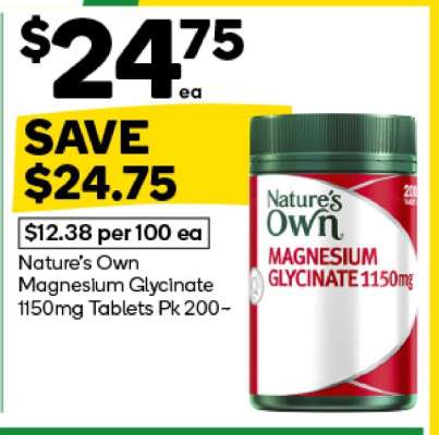 Nature's Own Magnesium Glycinate 1150mg Tablets Pk 200~