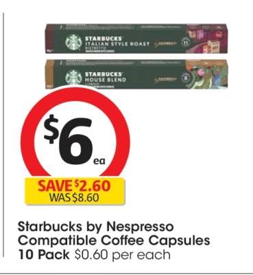 Starbucks by Nespresso Compatible Coffee Capsules 10 Pack