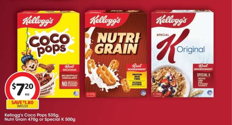 Kellogg's Coco Pops 535g, Nutri Grain 470g or Special K 500g