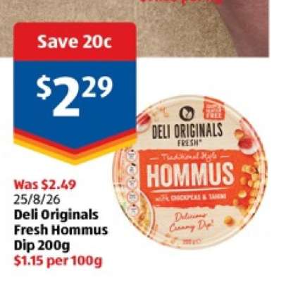 Deli Originals Fresh Hommus Dip 200g