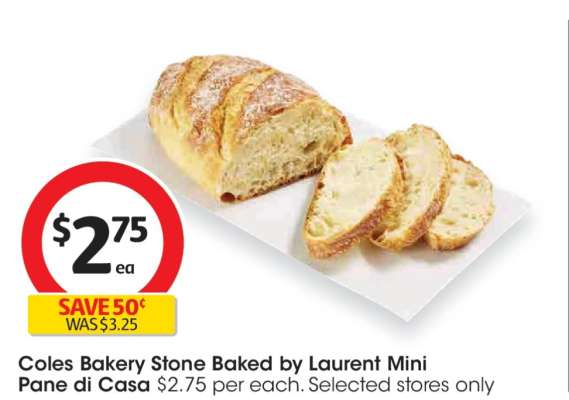 Coles Bakery Stone Baked by Laurent Mini Pane di Casa