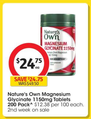 Nature's Own Magnesium Glycinate 1150mg Tablets 200 Pack