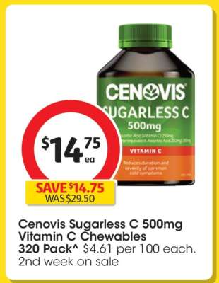 Cenovis Sugarless C 500mg Vitamin C Chewables 320 Pack