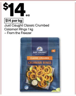Just Caught Classic Crumbed Calamari Rings 1 kg