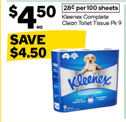 Kleenex Complete Clean Toilet Tissue Pk 9