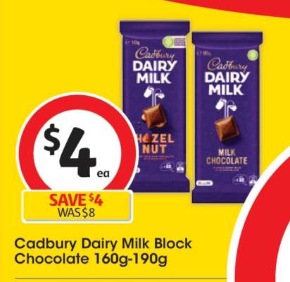 Cadbury Dairy Milk Block Chocolate 160g-190g