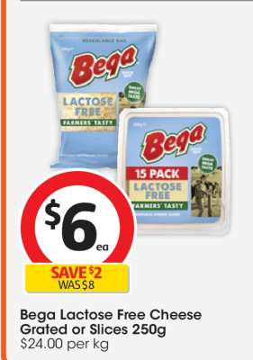 Bega Lactose Free Cheese Grated or Slices 250g