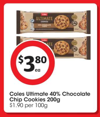 Coles Ultimate 40% Chocolate Chip Cookies 200g