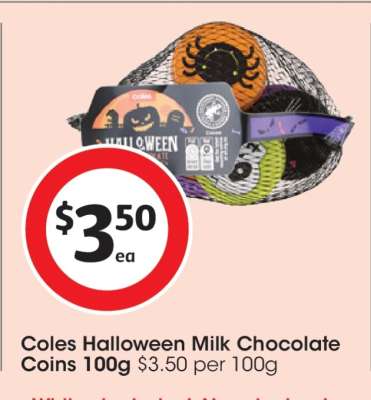 Coles Halloween Milk Chocolate Coins 100g