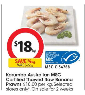 Karumba Australian MSC Certified Thawed Raw Banana Prawns
